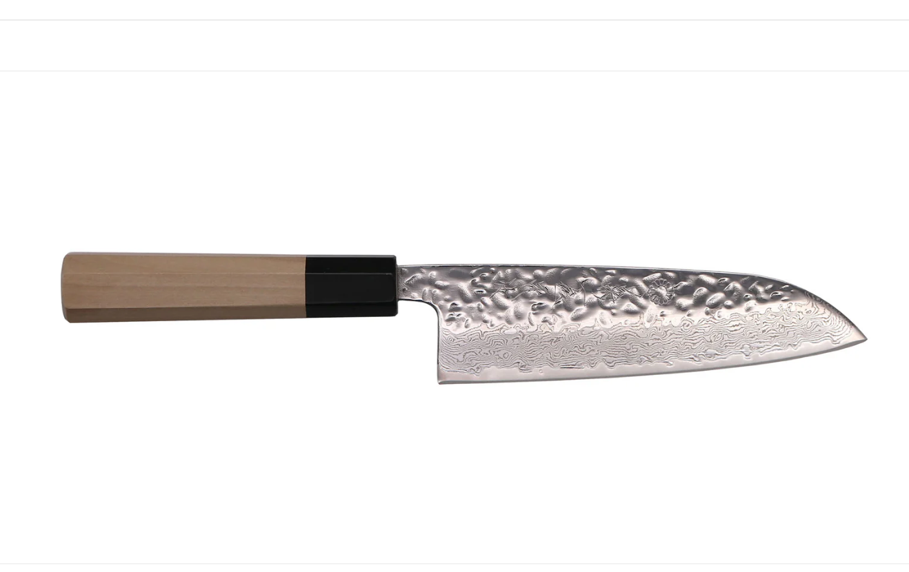 Kikuichi Mirror Damascus Series Tsuchime Santoku (MDT67-165)